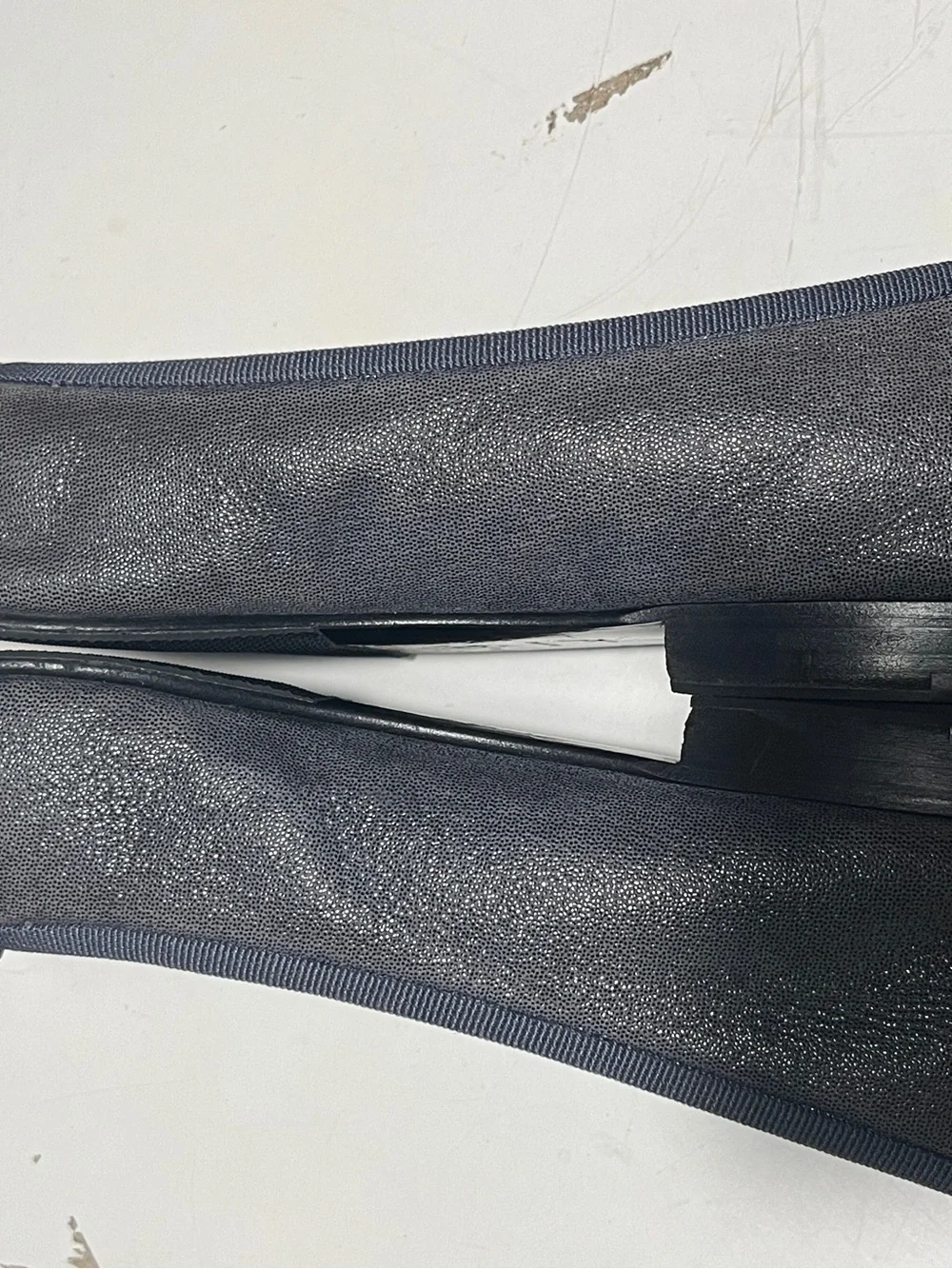 CHANEL Grey Suede Ballet Flats with Black Leather Cap-Toe